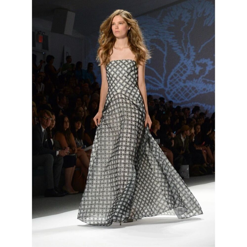 Tadashi Shoji Lattice Embroidered Strapless Gown Sz 4 Gala Formal Wedding $588 - Picture 14 of 14